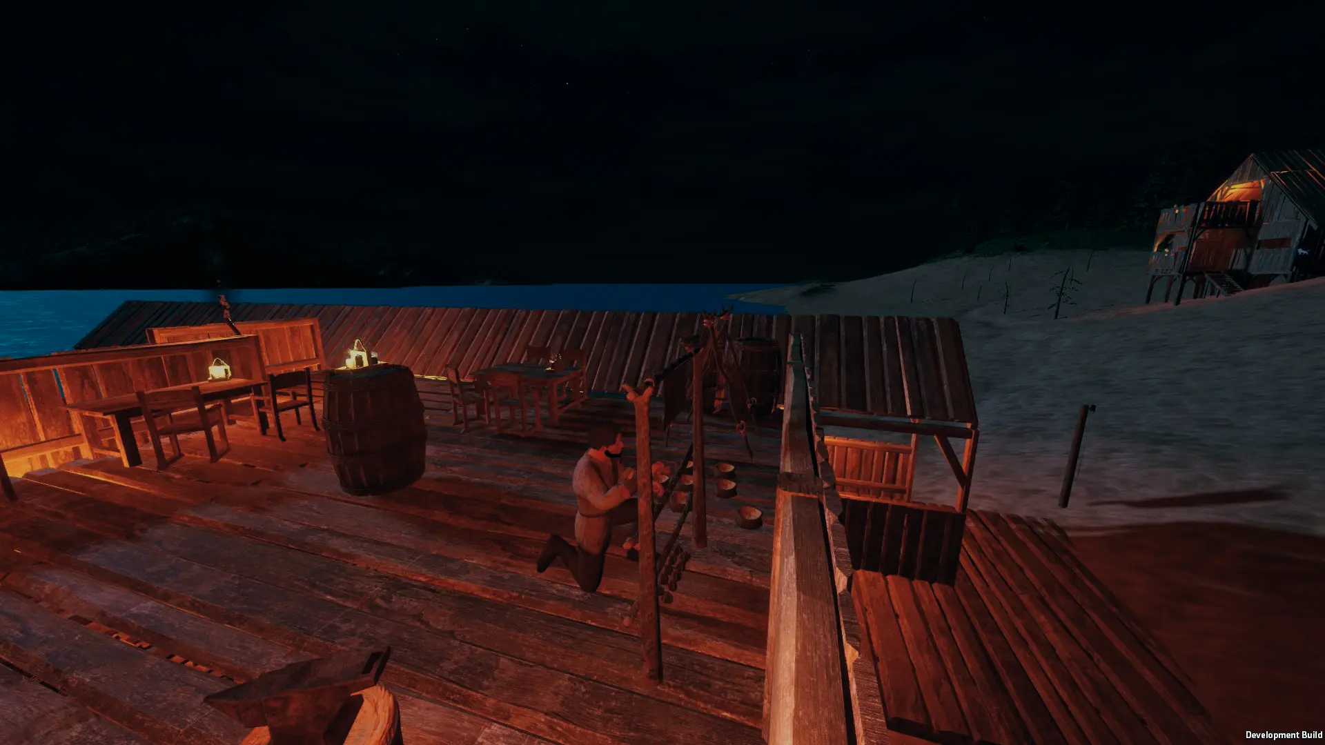 in game screenshot of rygrad demonstration the sailing feature, a player on a raft sailing.